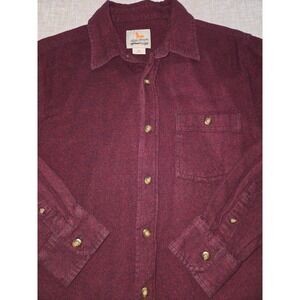 Field Stream Mens Small Burgundy Flannel Long Sleeve Button Down Shirt Heathered